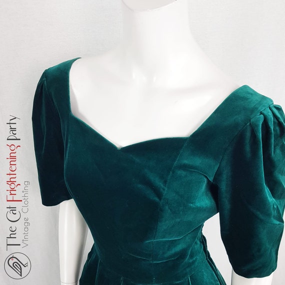 Vintage Laura Ashley Dress, Green Velvet Dress, S… - image 4
