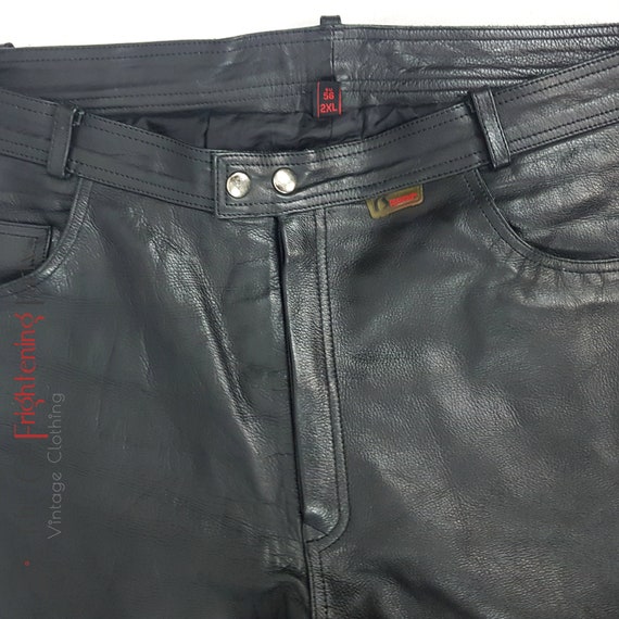 Genuine Leather Trousers UK 38"/EU 56 XXL Black P… - image 10