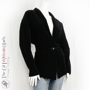Vintage Charles Jourdan Paris, Size 12 (Eur 42), Black Velvet Jacket, French Designer Vintage, 80s/90s Jackets, Quilted Blazer, 90s Bougie