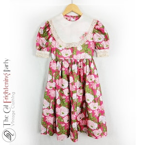 Robe vintage pour fille, 9 ans, robes vintage des années 1980, vêtements pour enfants des années 80, robe rose des années 80,