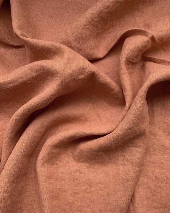 Washed linen fabric color terracotta crayola Etsy
