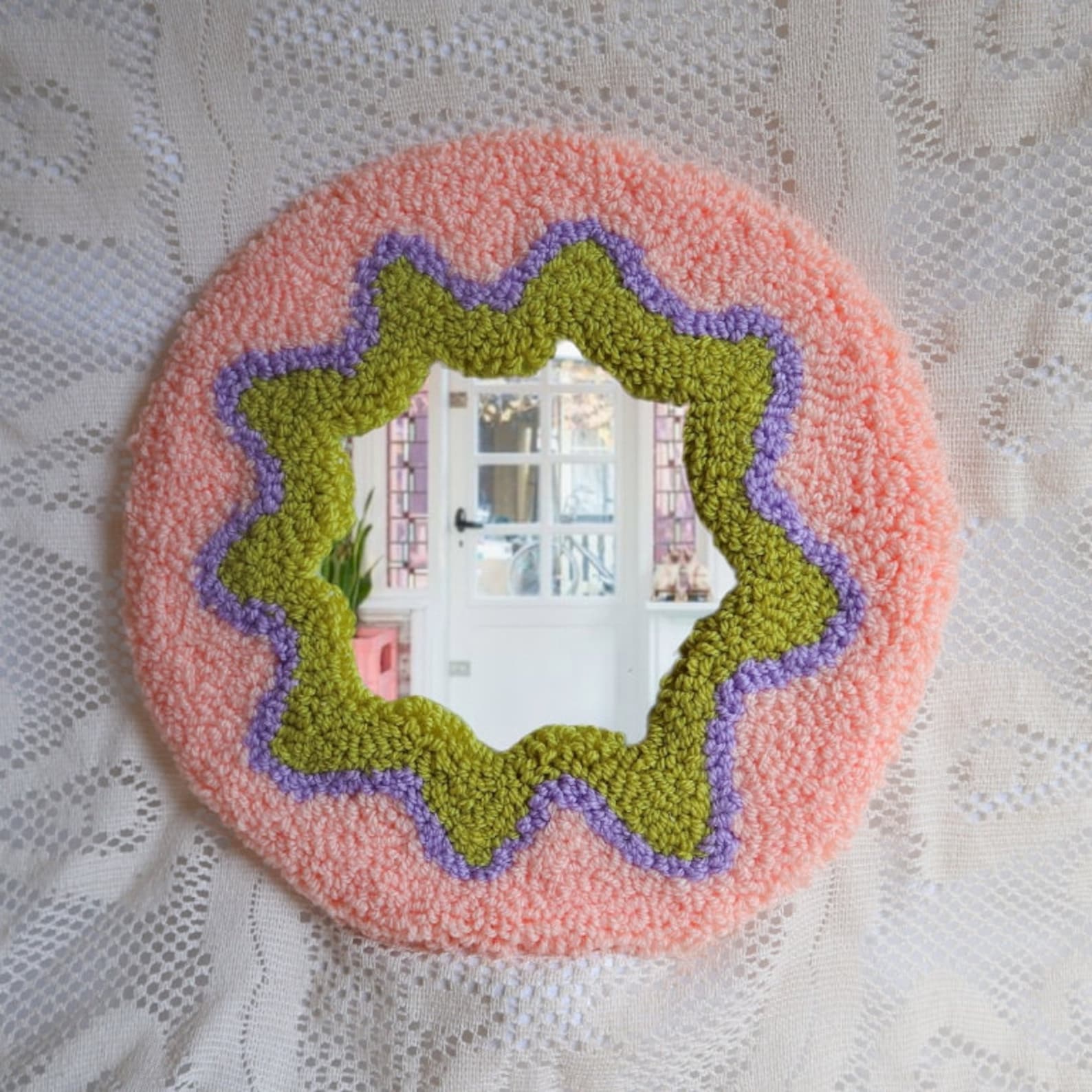 Punch needle Mirror/Rug mirror/Tufting mirror Etsy
