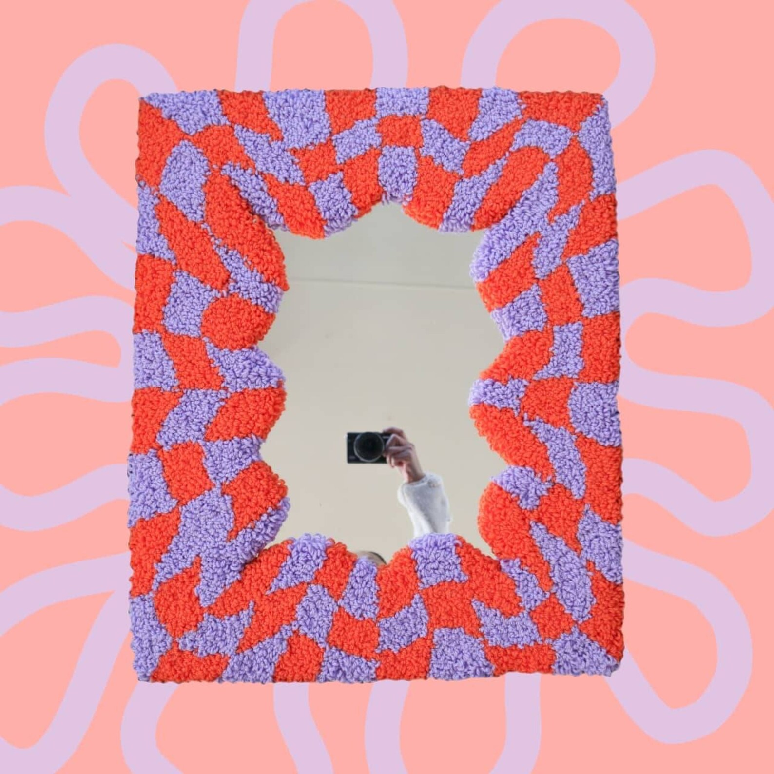 Punch needle mirror /Rug mirror /Tufting mirror 48x60cm Etsy