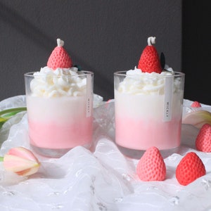 Strawberry Milkshake / Smoothie / Latte Candle