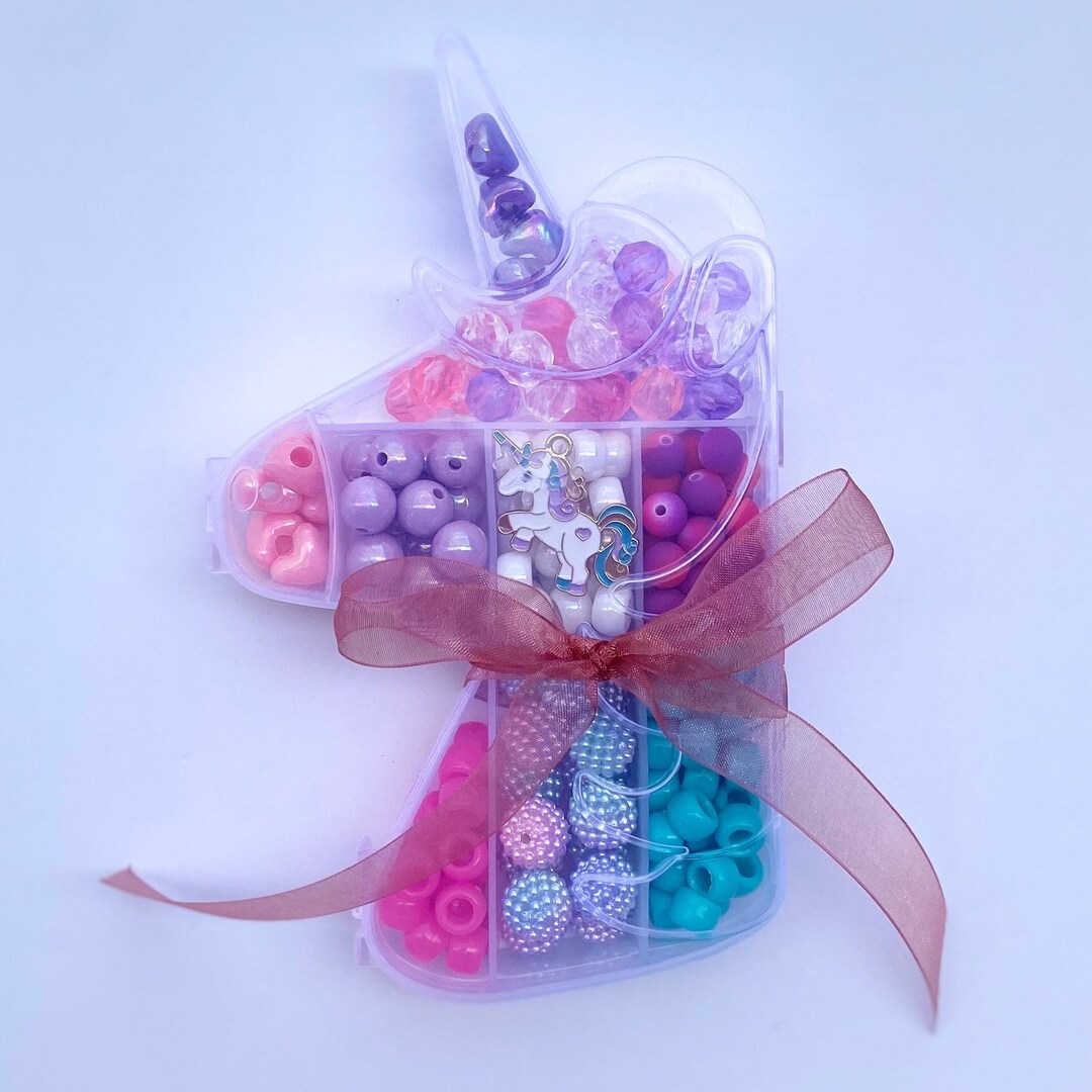 Kids Bead Kit, Charm Bracelet Kit, DIY Unicorn Jewelry, Jewelry Making