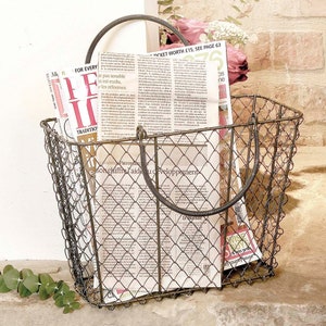 Black Freestanding Magazine Basket Hand Woven Wire Recycled Metal Living Room Bedroom Home Office Paperwork Newspaper Storage Organiser Tray