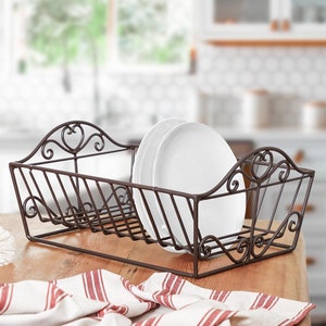Cast Iron Dish Drainer Antique Brown Kitchen Worktop Sink 13 Section Plate Dryer Drying Rack