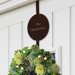 Personalised Door Wreath Hanger Matte Black Circular Contemporary Style Over Door Winter Christmas Wreath Garland Hook Bracket Holder