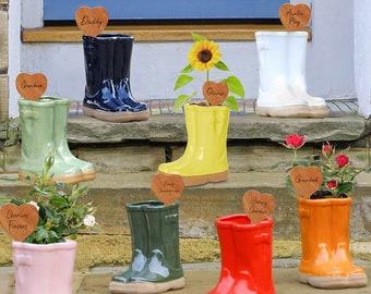 Wellington Boot Flower Pot Blue/Pink/White/Red/Green/Orange/Yellow Indoor/Outdoor Garden Flower Planter Pots Personalised Gift Idea