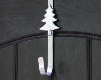 Silver Tree Door Wreath Hanger Country Style All Season Over Door Xmas Festive Winter Wreath Garland Hook Bracket Holder