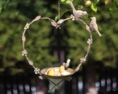 Hanging Bird Dish Cast Iron Garden Bird Feeder Seed Nut Mealworm Bird Feeding Station Tray