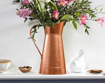 Copper Pitcher Jug Vase Rustic Flower Vase Decorative Floral Jug Planter Home Accessory Handmade Recycled Iron Vase Gift Idea