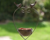 Hanging Bird Feeder Cast Iron Hanging Heart Decorative Garden Bird Seed Feeder Dish