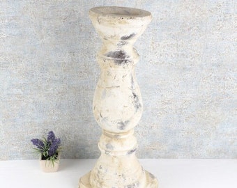 Distressed Effect Stone Finish Candle Pillar Church Candle Holder Plinth Stand Vintage Style Decorative Home/Garden Accessory