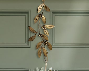 Wreath Hanger Brass Olive Branch Wreath Hook Over Door All Season Spring Front Door Wreath Garland Hook Bracket Holder