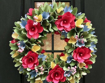 Front Door Wreath Floral Harvest Decorative Front Door Wall Hanging Wreath Garland Decoration Vintage Rustic Summer Wreath Home Decor