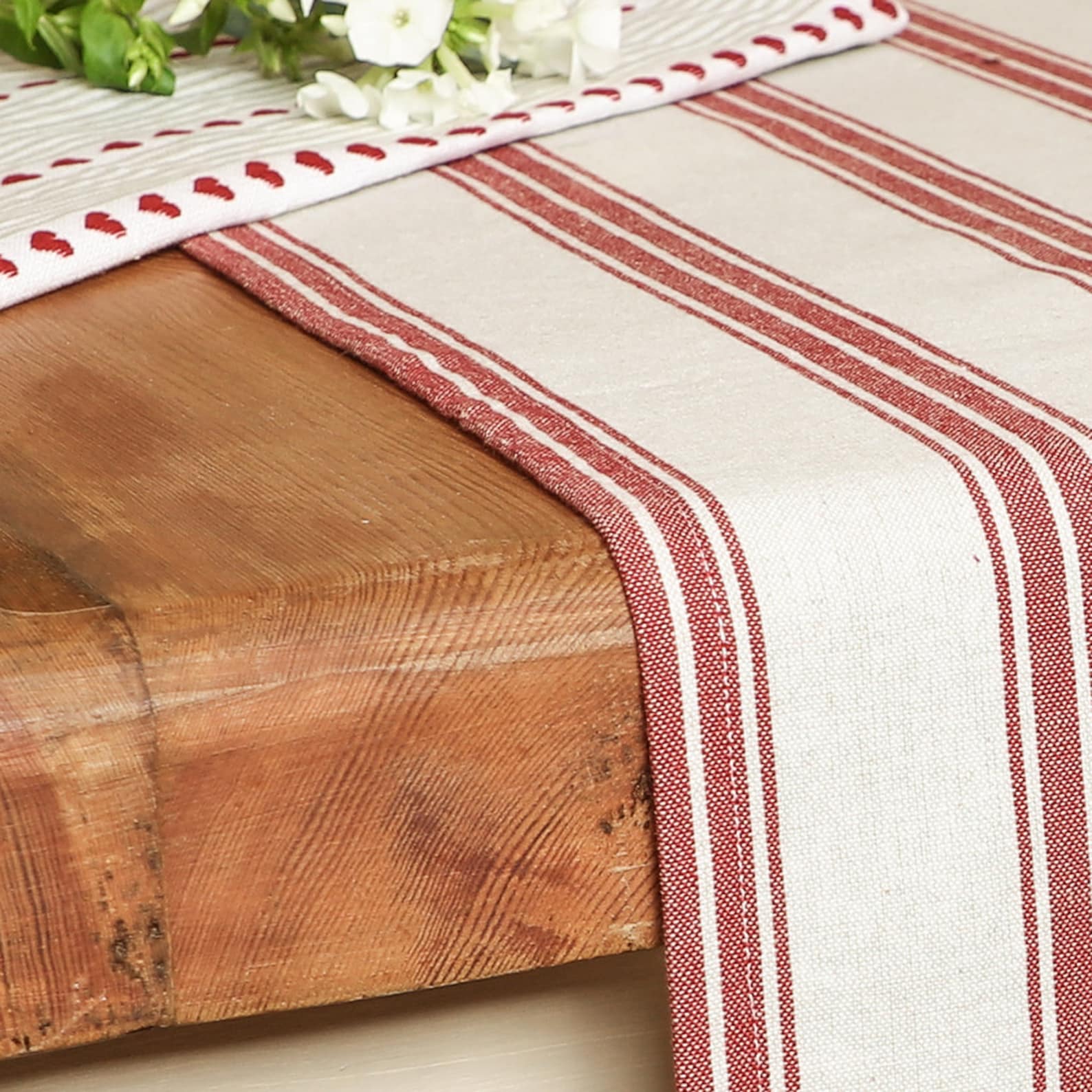 100 Cotton Table Runner Vintage Style Red Striped Tablecloth Etsy UK