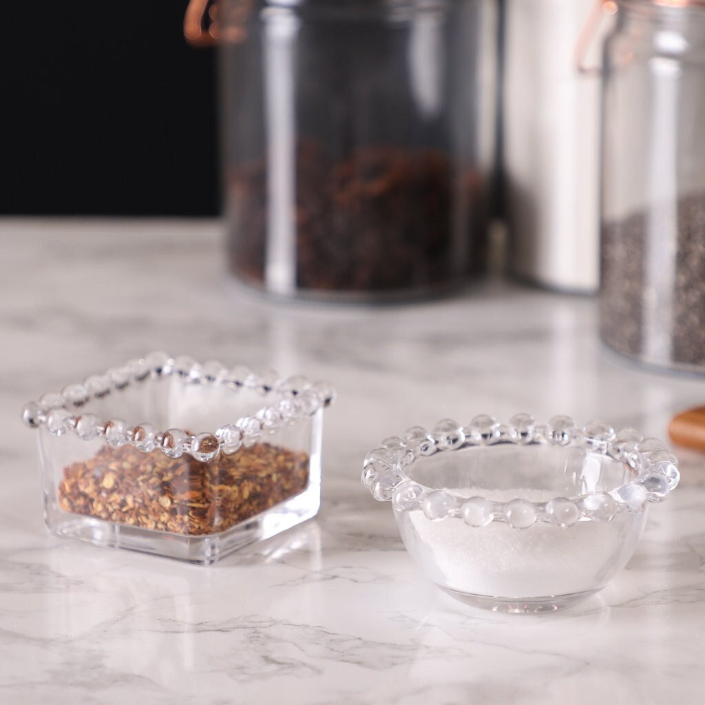 Set of 2 Glass Pinch Pots Salt & Pepper Seasoning Bowls Etsy
