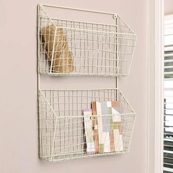 Retro Vintage Industrial Style Wall Mounted Shelf Basket 2/3 Etsy UK