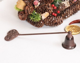 Candle Snuffer Hand Made Recycled Cast Iron Ornate Love Heart Antique Brown Finish Vintage Style Candle Extinguisher - L27cm