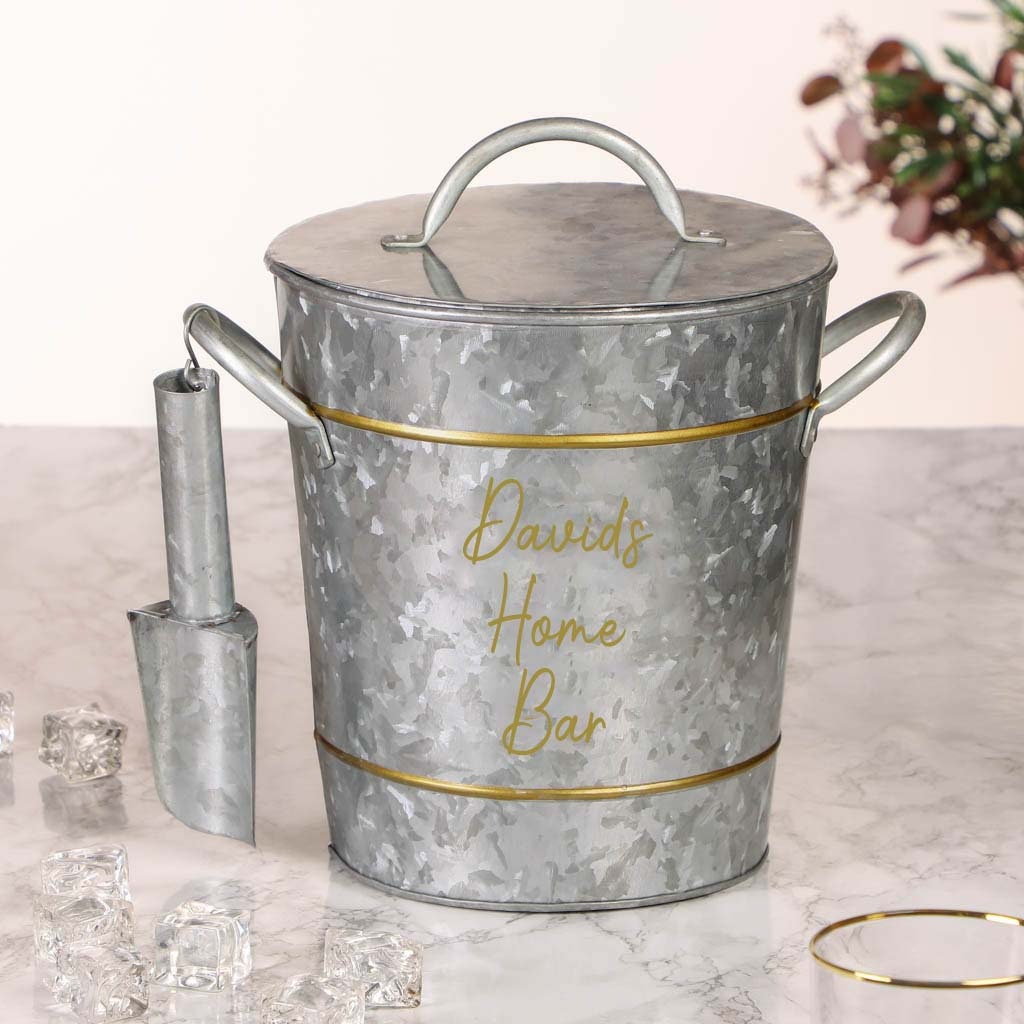 Large 11L Beer Cooler Bucket Recycled Iron Embossed Brushed Silver Finish  Beer Bottle Cooler Garden Party Ice Bucket Bottle Opener Party Tub 