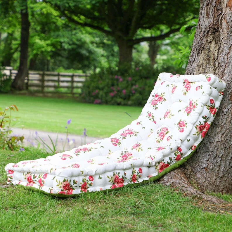Floral Print Garden Bench Cushion Vintage Style Outdoor Etsy UK