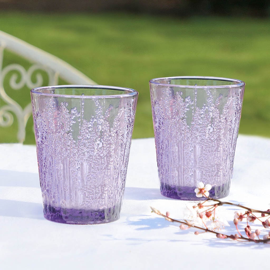 Purple Lavender Embossed Glass Tumblers & HiBall Glasses Etsy