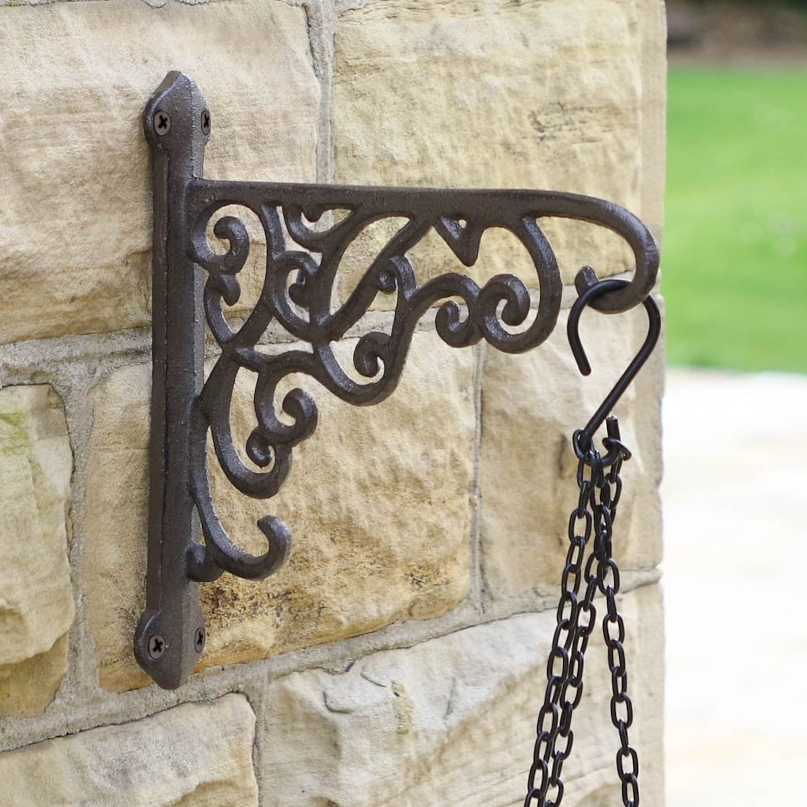 Set of 2 Cast Iron Hanging Brackets Decorative Garden Hanging Etsy