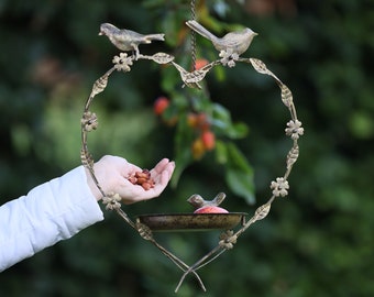 Love Heart Bird Dish Bird Feeder Seed Suet Nut Mealworm Feeding Station Tray Anniversary Spring Easter Wedding Anniversary Gift Present Idea