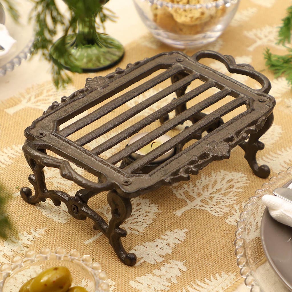 Cast Iron Tea Light Hot Plate Antique Brown Tealight Candle Holder Dining  Table Plate Warmer Hot Plate Trivet 6th Anniversary Gift Idea 