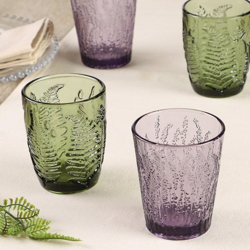 Cocktail Glass Set 4 Embossed Tumbler Glasses Vintage Style Etsy