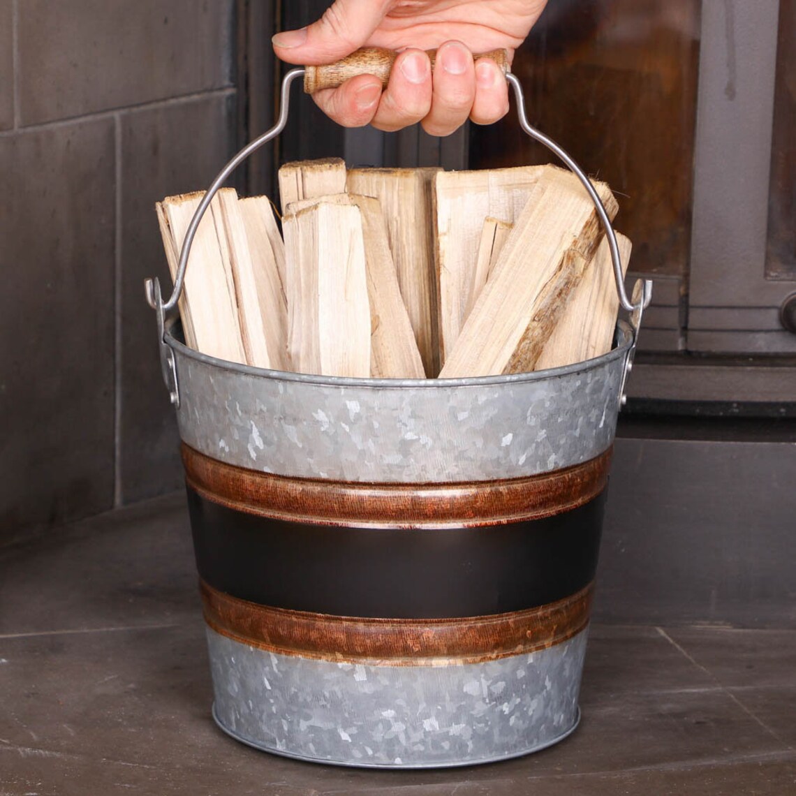Vintage Style Kindling Bucket 8L Fireside Log Basket Fireside Etsy
