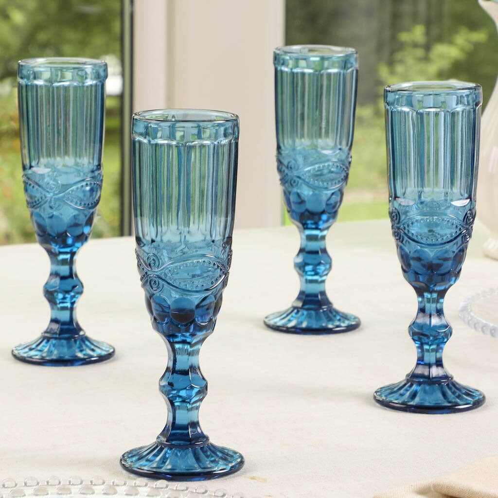 Set of 4 Champagne Flutes Vintage Style Ornate Baroque Etsy