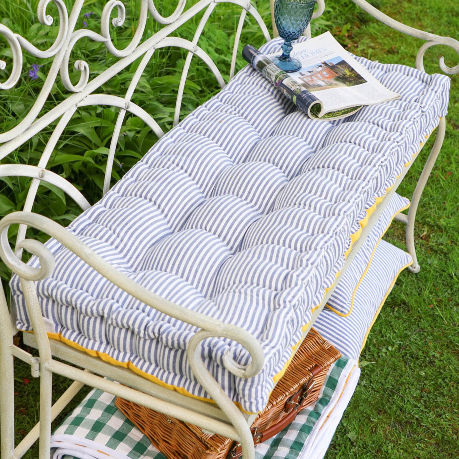 Vintage Style Garden Bench Cushion Machine Washable Outdoor Etsy UK