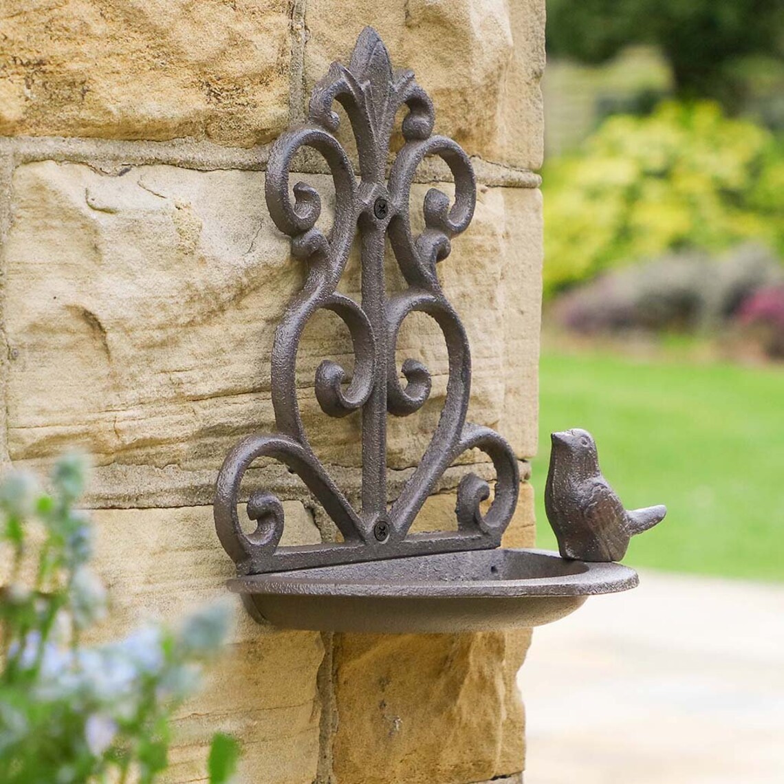 Wall Mounted Bird Feeder Cast Iron Antique Brown Fleur De Lys Etsy UK
