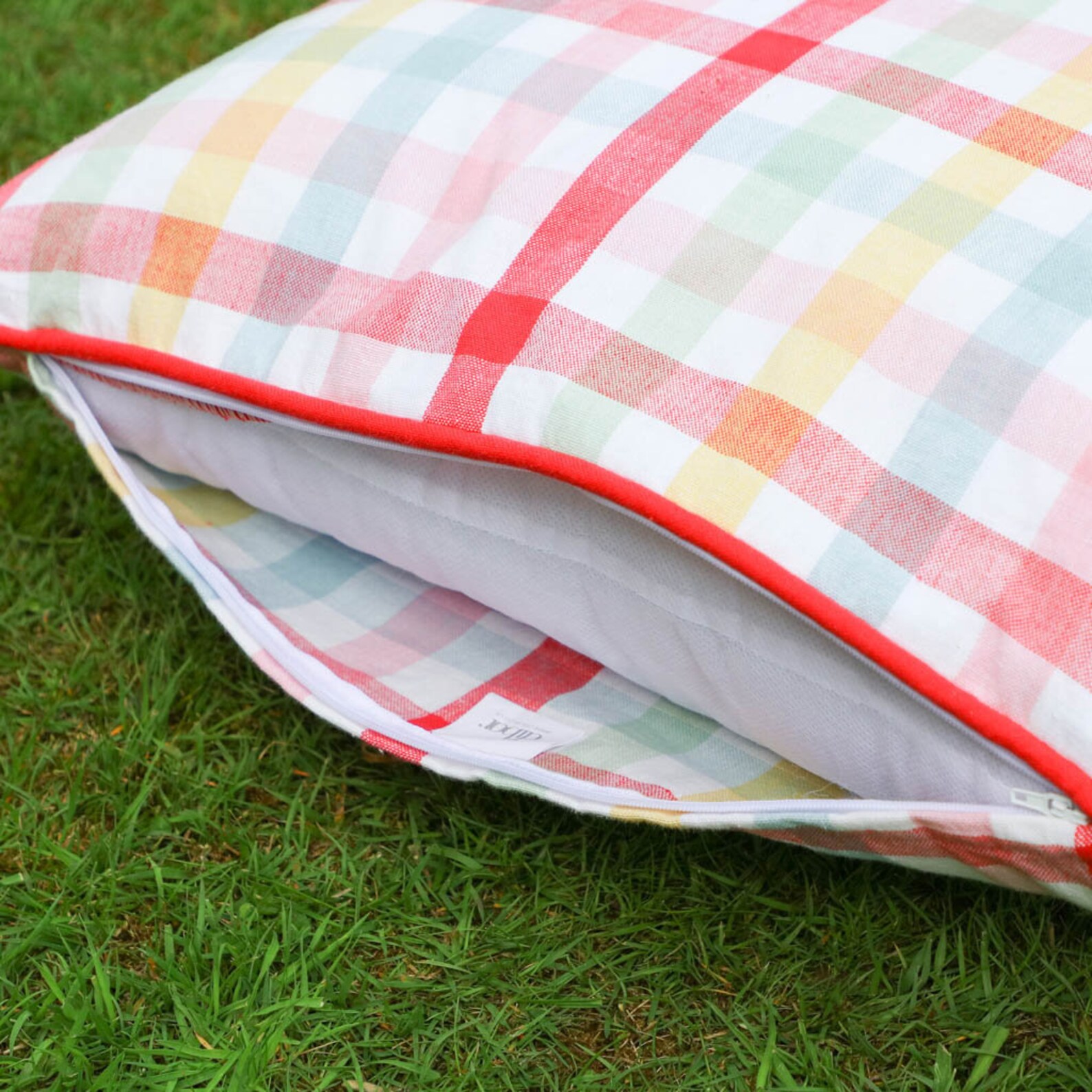 Set of 2 XL Gingham Print Garden Cushions Outdoor Furniture Etsy UK