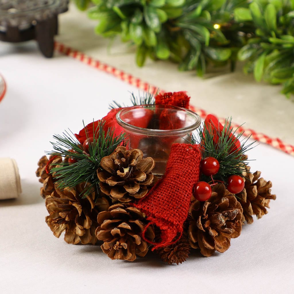 Set of 2 Tea Light Candle Holders Christmas Winter Rose & Etsy UK