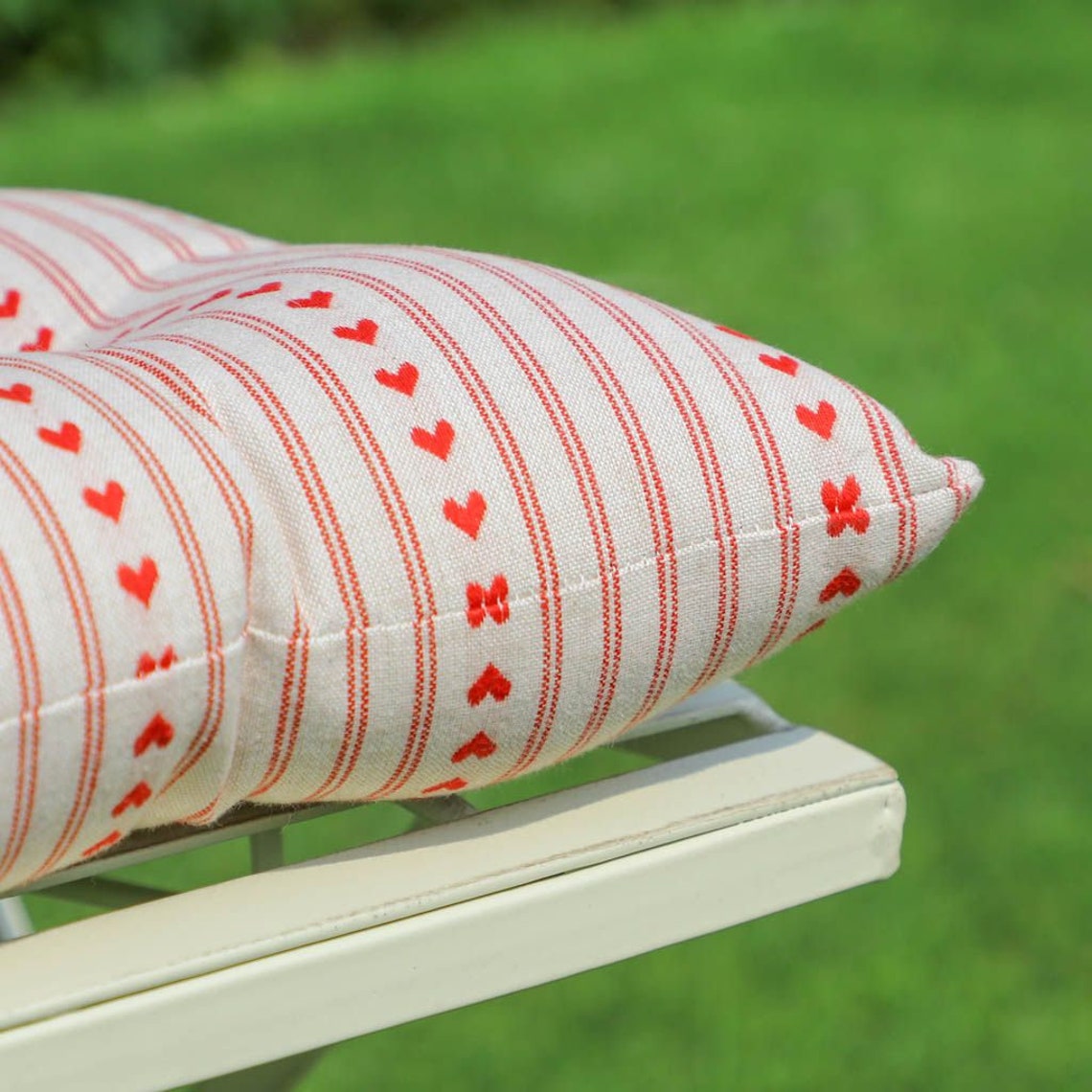 Set of 4 Striped Seat Pads Red Love Heart TieOn Dining Chair Etsy