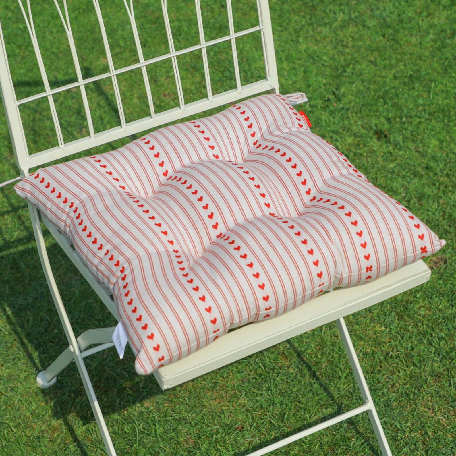Set of 4 Striped Seat Pads Red Love Heart TieOn Dining Chair Etsy