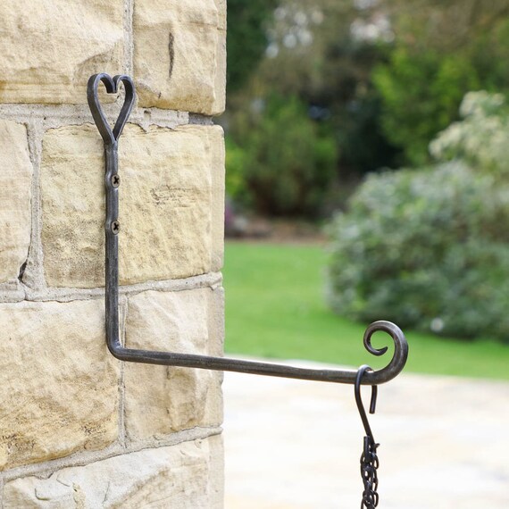 Best Artificial 2 Black Metal Designer Wall Brackets for Hanging Baskets and Topiary Balls 