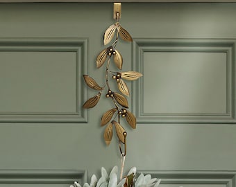 Olive Branch Laurel Door Wreath Hanger Brass Rustic Style All Season Over Door Spring Summer Wreath Garland Hook Bracket Holder