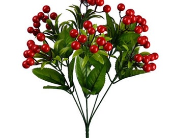 Artificial Winter Flowers Christmas Floral Arrangement Holly Berry Poinsettia Floral Sprays