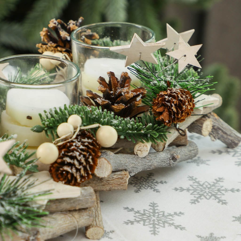 Christmas Candle Holder Wooden Branch & Pine Cone Shooting - Etsy UK