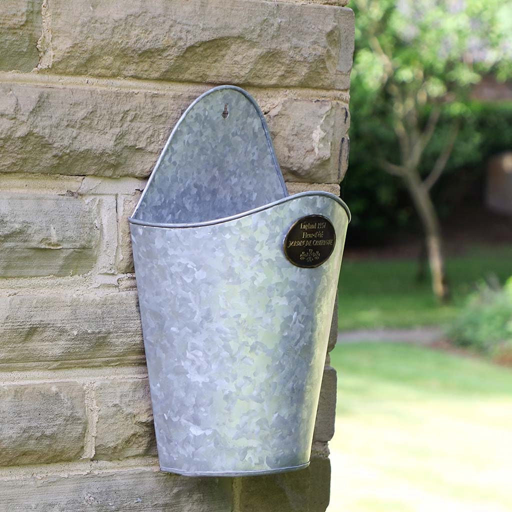 Wall Mounted Planter Vintage Style Galvanised Zinc Hanging Etsy