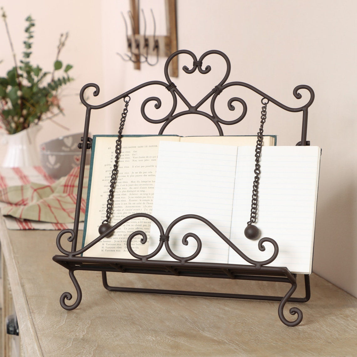 Cast Iron Cook Book Stand Traditional Country Kitchen Rustic Etsy