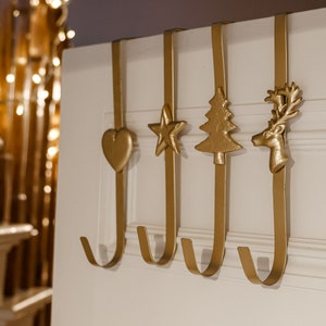 Gold Heart/Tree/Star Door Wreath Hanger Contemporary Country All Season Over Door Winter Christmas Wreath Garland Hook Bracket Holder