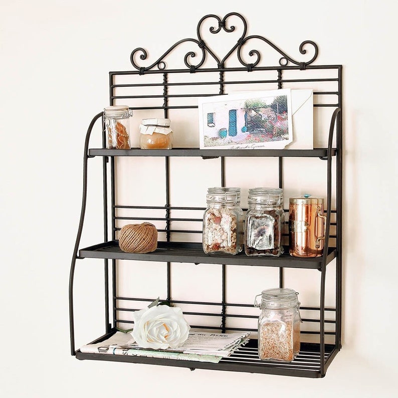 Wall Mounted Kitchen Shelf Cast Iron Spice Rack Storage Unit Etsy UK