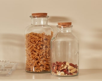 Glass Bottle Jar with Cork Lid Food Safe Multi-Purpose Kitchen Herb Spice Canister Bathroom Bath Salts Bottle Versatile Storage Bottle