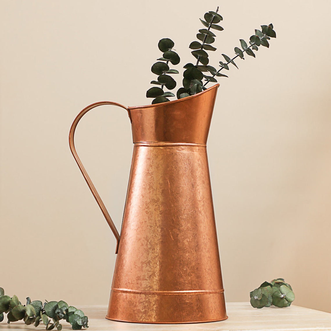 Copper Pitcher Jug Vase Shabby Chic Rustic Country Style Etsy