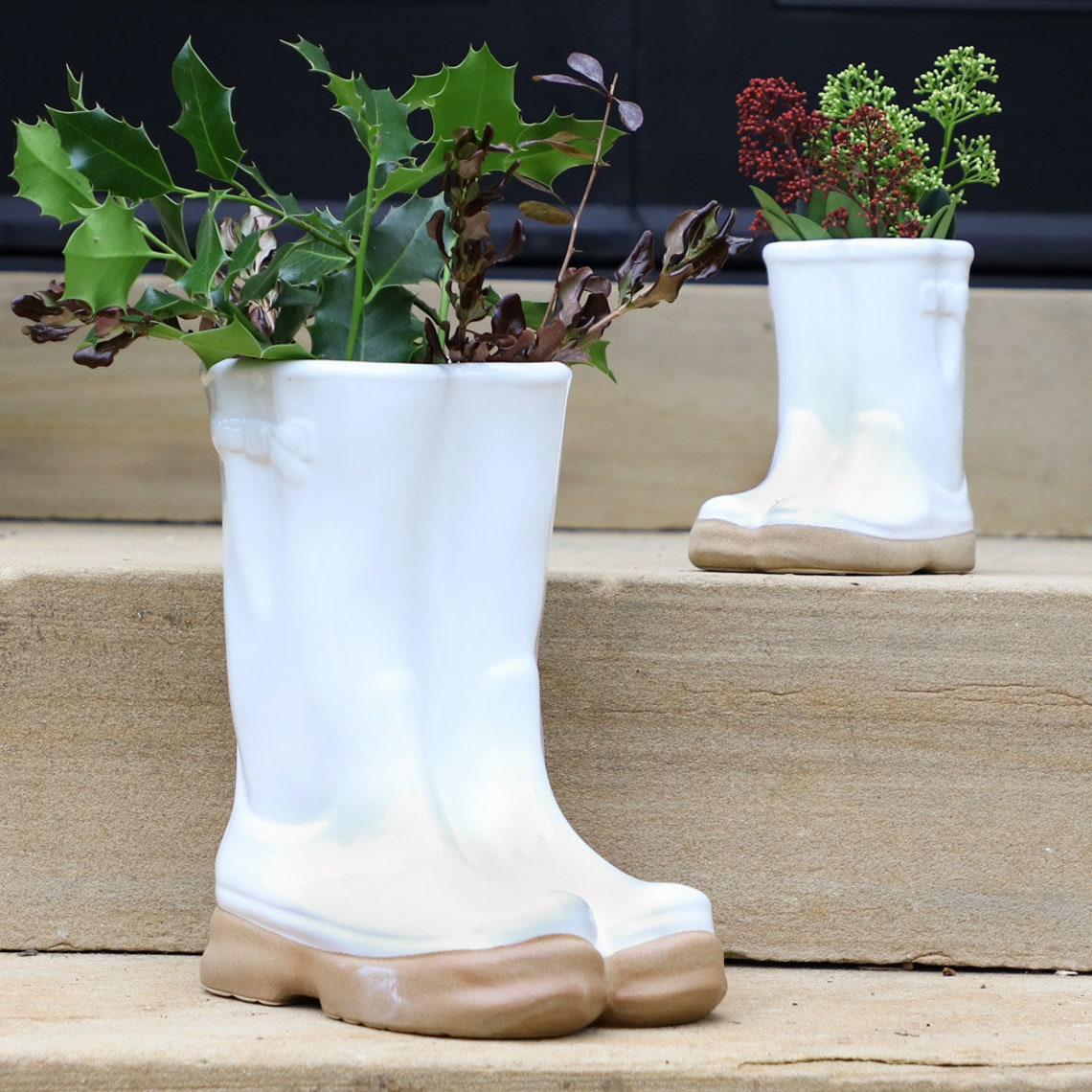 Ceramic Wellington Welly Boot Garden Planter Gift for Etsy UK